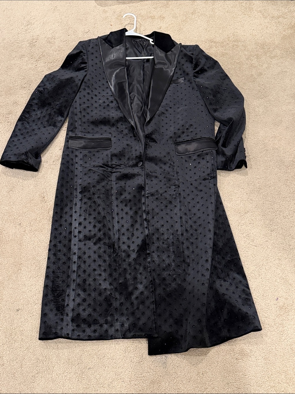 Men's Black Velvet Blazer Coat with Satin Lapel